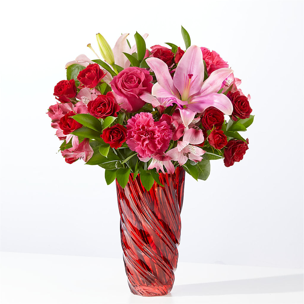 In Love Bouquet with Luxe Swirl Vase – Jose Arrangements, Los Angeles CA