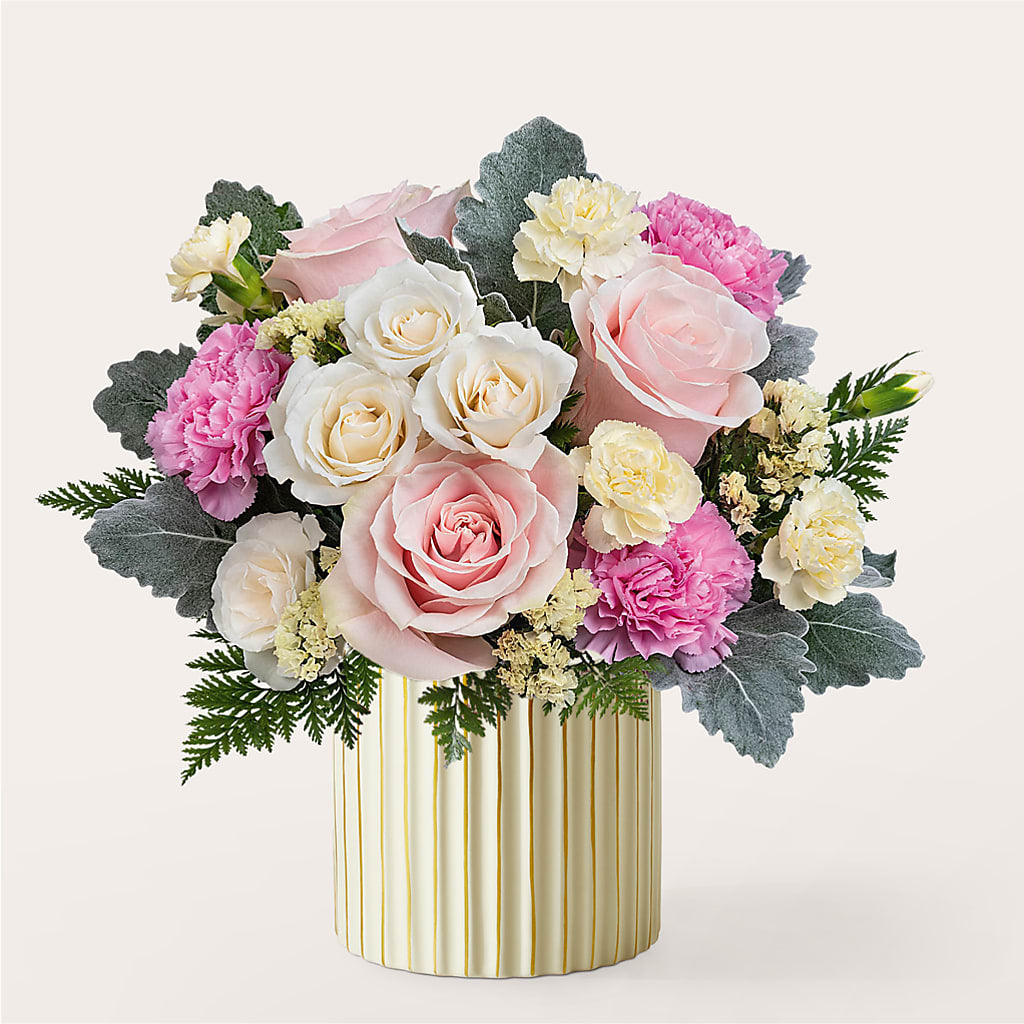 Blissful Moments Bouquet with Ivory Vase – Jose Arrangements, Los Angeles CA