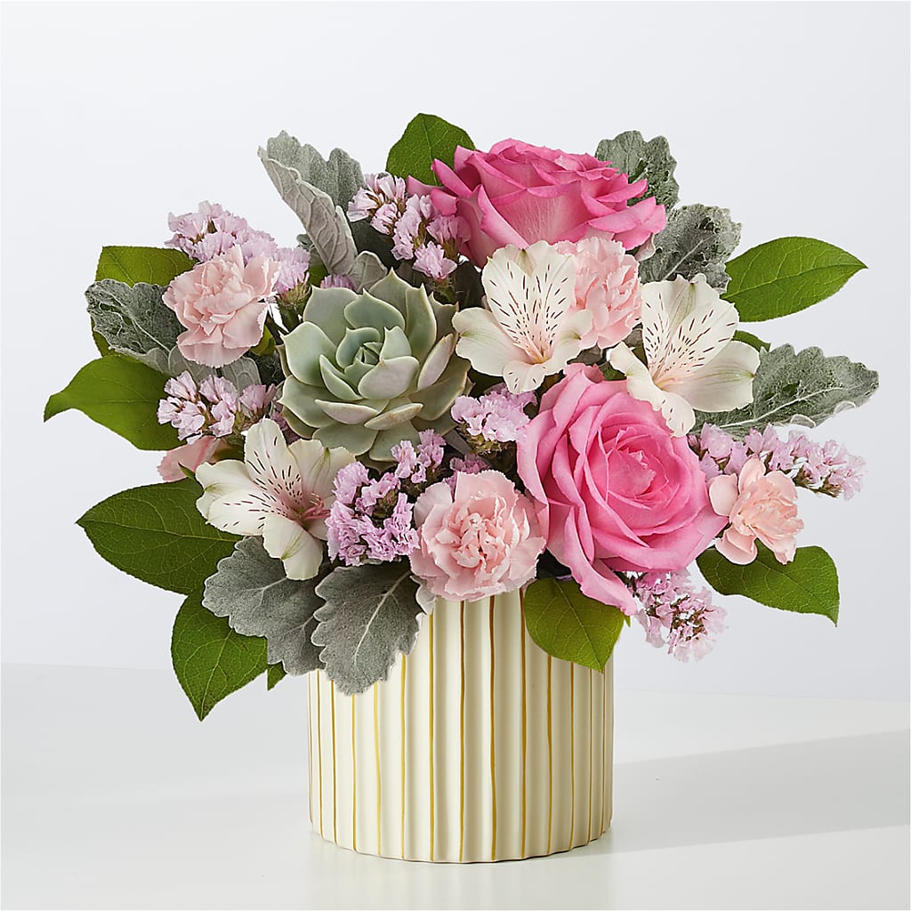 Dusty Rose Bouquet with Ivory Vase – Jose Arrangements, Los Angeles CA