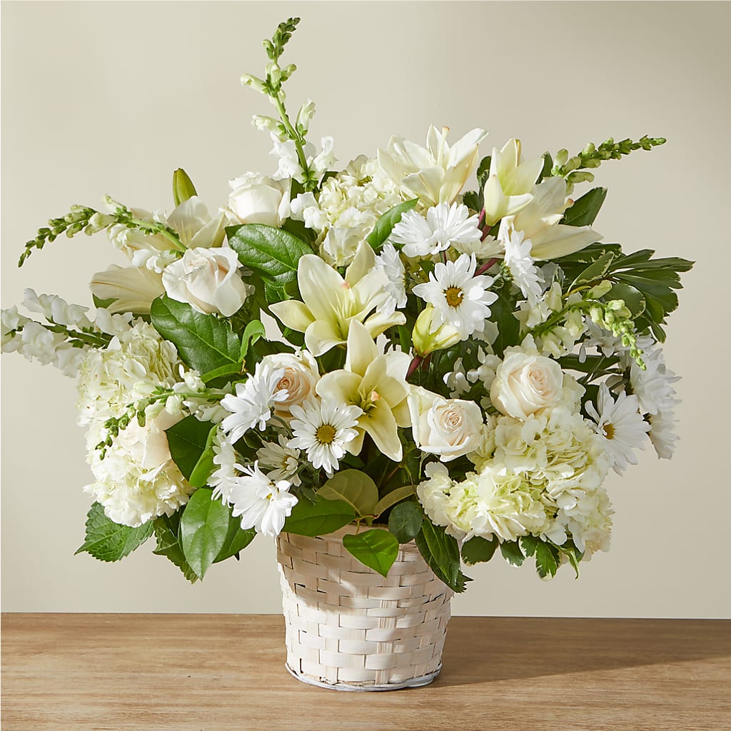 Ivory Elegance Floral Basket – Jose Arrangements, Los Angeles CA