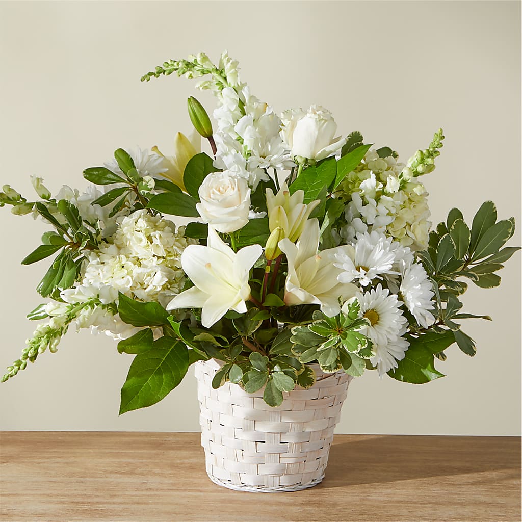 Ivory Elegance Floral Basket – Jose Arrangements, Los Angeles CA