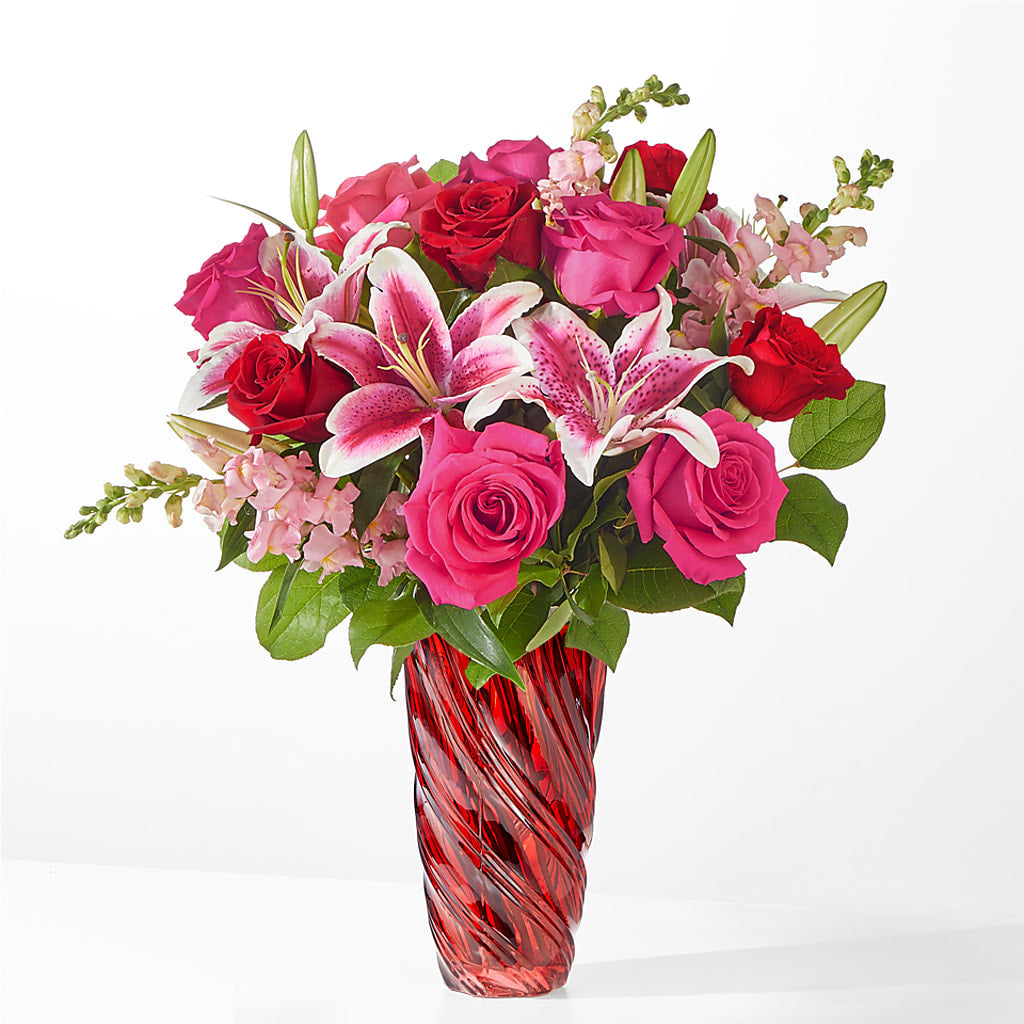 Always You Bouquet with Luxe Swirl Vase – Jose Arrangements, Los Angeles CA