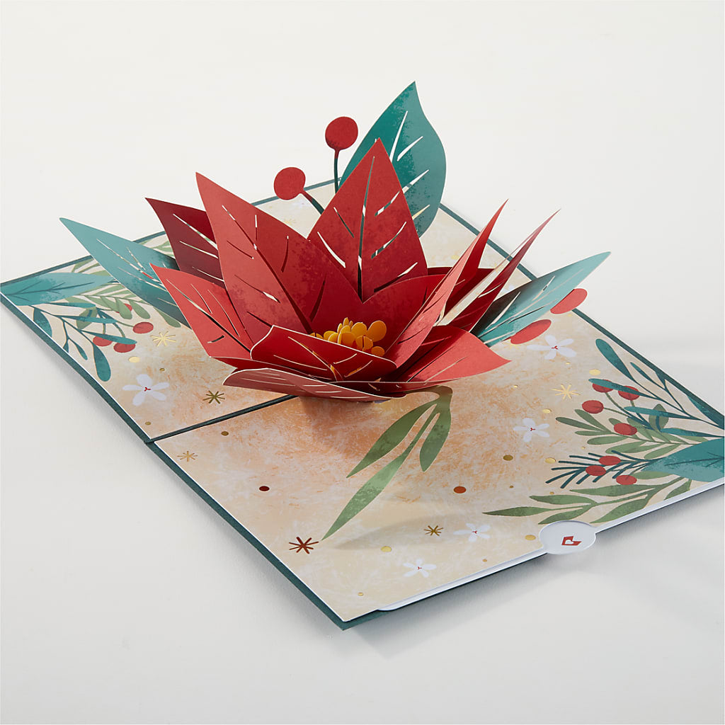 Happiest Holidays Poinsettia and Lovepop Card –  Jose Arrangements, Los Angeles CA
