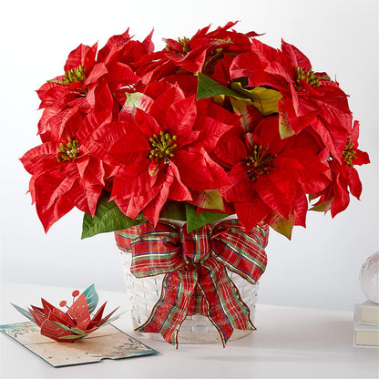 Happiest Holidays Poinsettia and Lovepop Card –  Jose Arrangements, Los Angeles CA