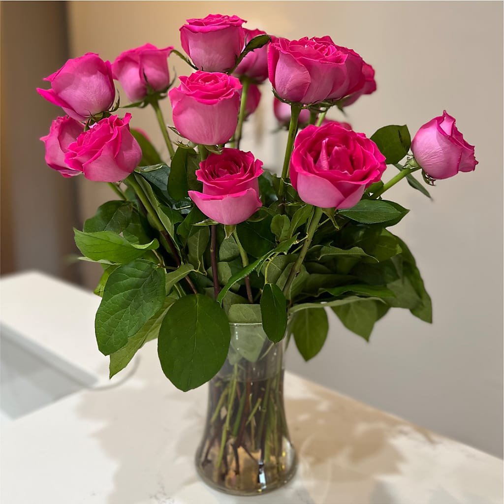 Long Stem Pink Rose Bouquet –  Jose Arrangements, Los Angeles CA