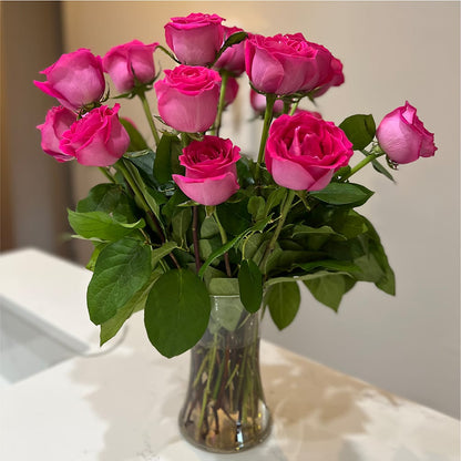 Long Stem Pink Rose Bouquet –  Jose Arrangements, Los Angeles CA