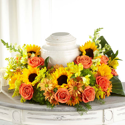 Faithful Sunflower Cremation Adornment –  Jose Arrangements, Los Angeles CA