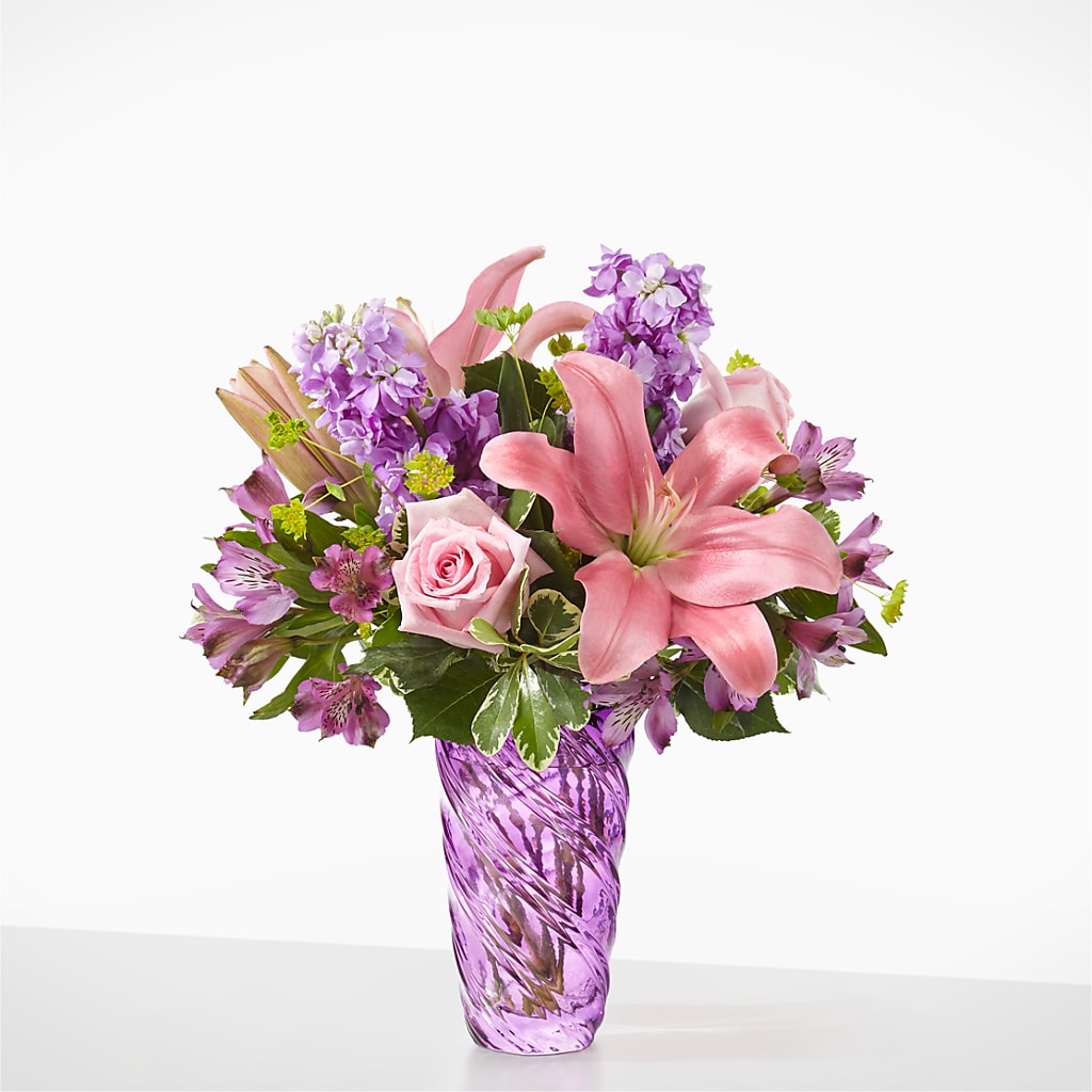 Precious Petals Bouquet with Luxe Swirl Vase –  Jose Arrangements, Los Angeles CA