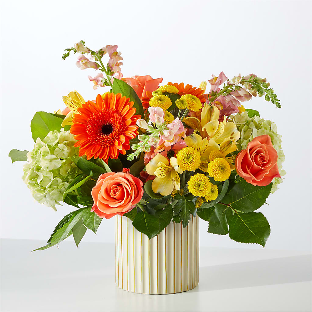 Autumn Sunshine Bouquet with Ivory Vase –  Jose Arrangements, Los Angeles CA