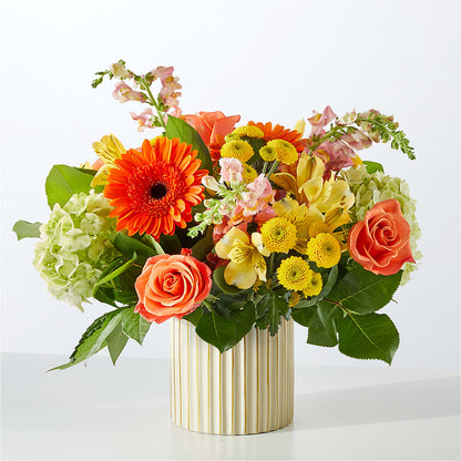 Autumn Sunshine Bouquet with Ivory Vase –  Jose Arrangements, Los Angeles CA